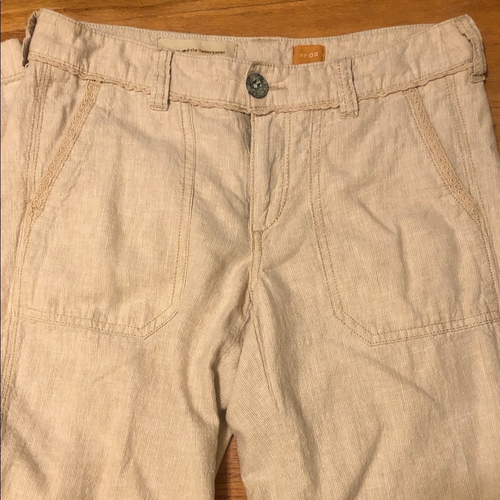 Anthropologie Beige Pilcro Wide Leg Cotton & Linen Pants in  Size 2 Like New!